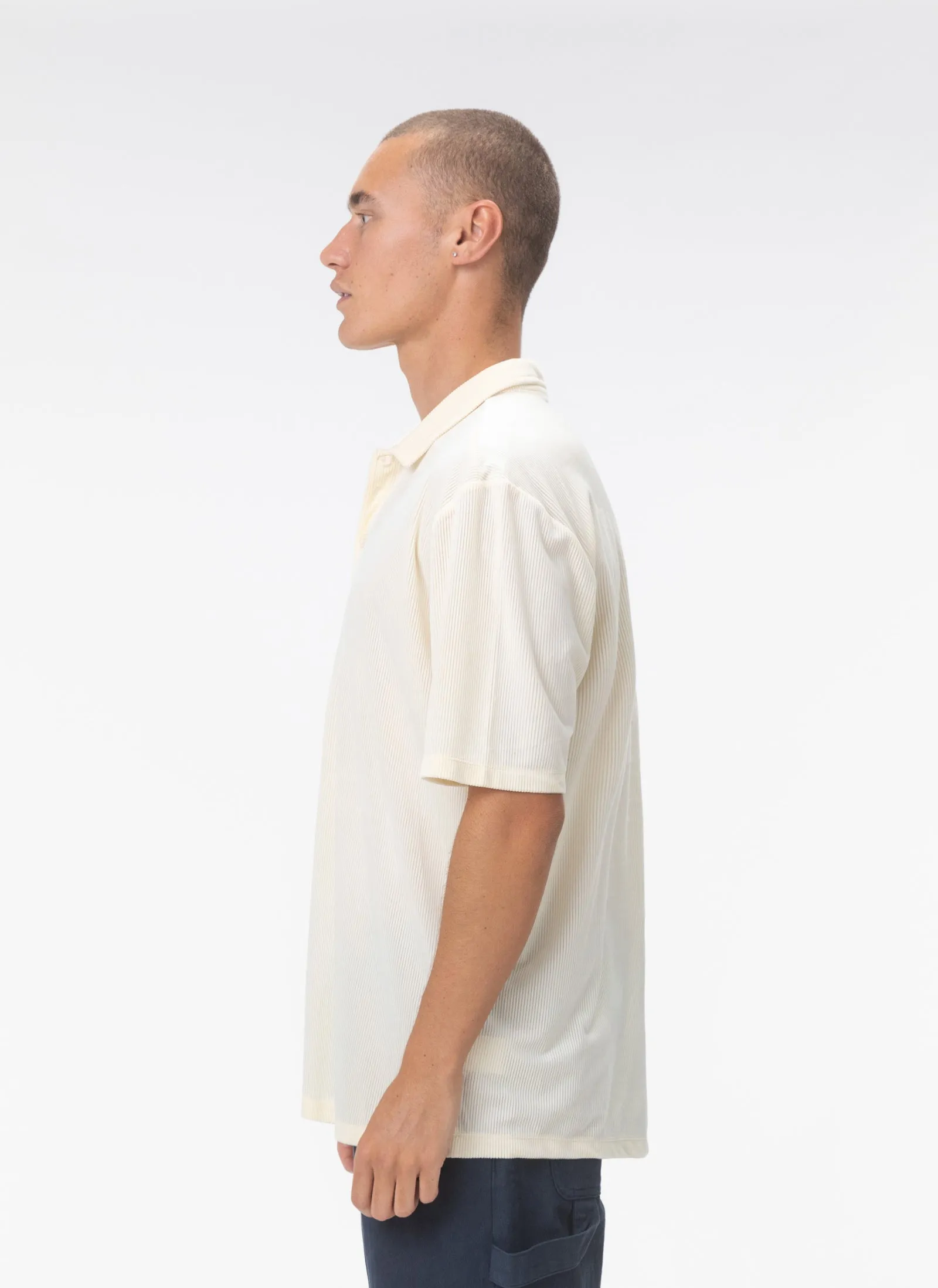 Velour Cord Polo Lemon