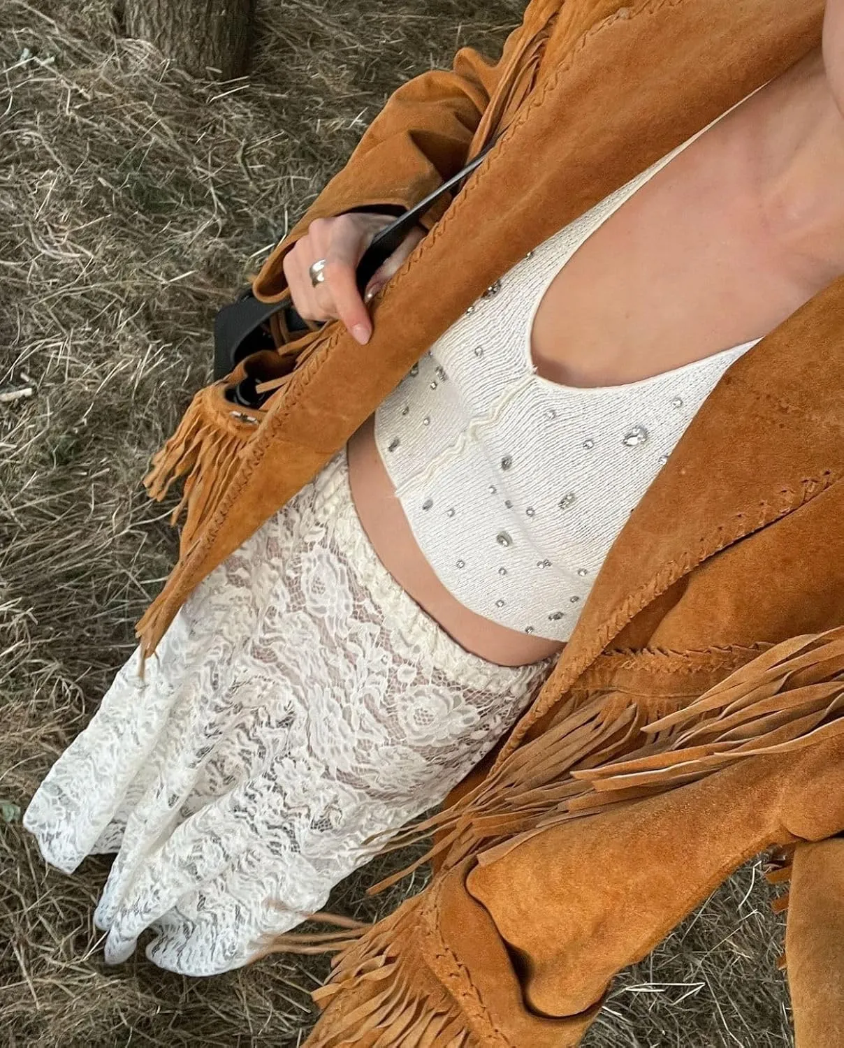 Women Aesthetic Sheer Floral Lace A Line Maxi Skirt See Through Elastic Low Waist Tiered Ruffle Hem Long Skirts