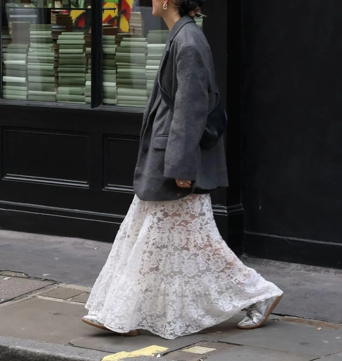 Women Aesthetic Sheer Floral Lace A Line Maxi Skirt See Through Elastic Low Waist Tiered Ruffle Hem Long Skirts