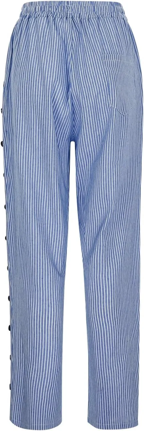 Women Casual Pants Fashion High Elastic Waisted Long Trousers Plus Size Comfortable Ankle Length Pants with Pockets