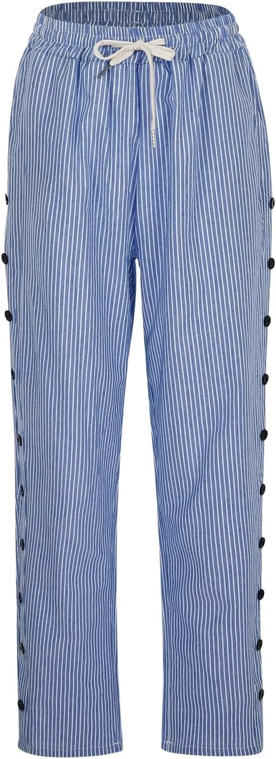 Women Casual Pants Fashion High Elastic Waisted Long Trousers Plus Size Comfortable Ankle Length Pants with Pockets