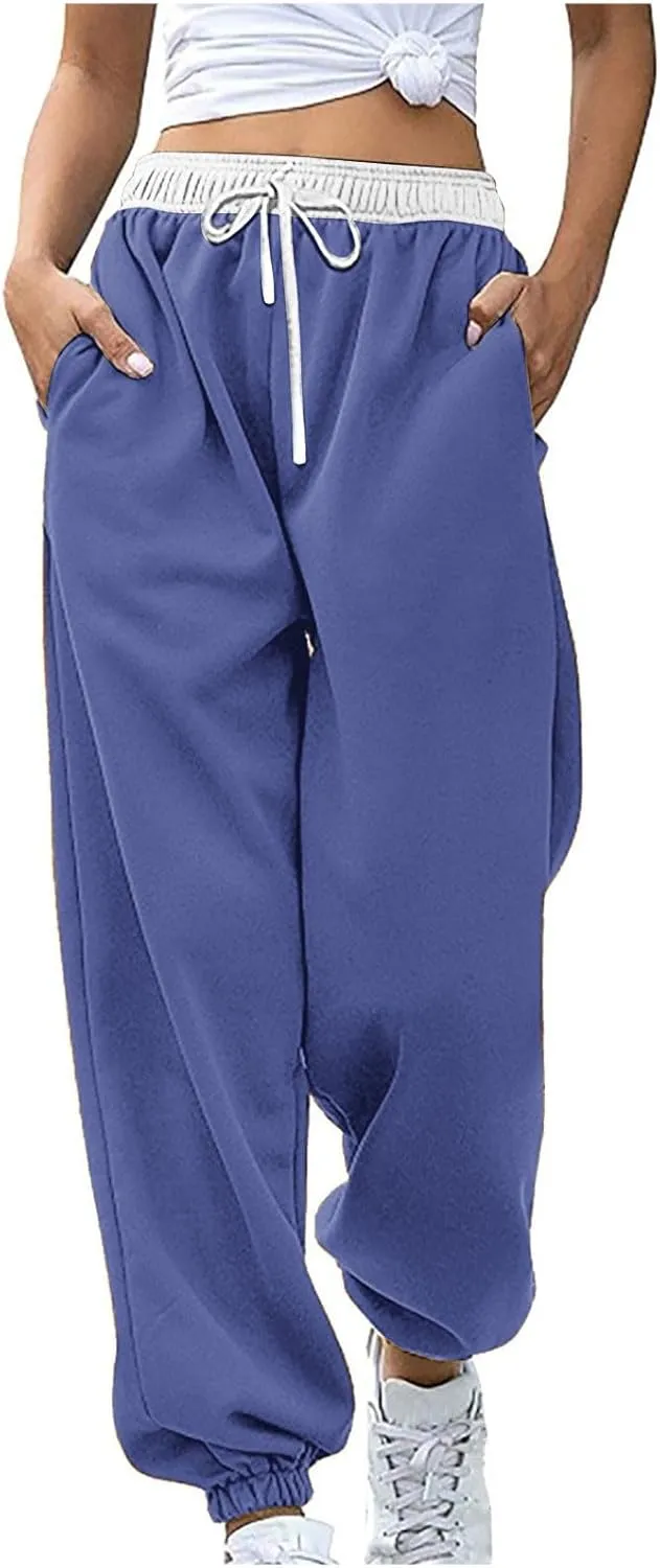 Women Drawstring Athletic Joggers Baggy Cinch Bottom Sweatpants Sport Workout Active Baggy Lounge Trousers