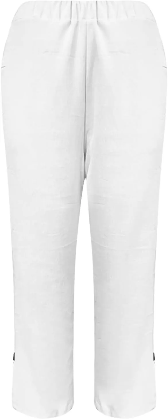 Women Pants Lounge Straight Leg Baggy Pants Casual Beach Elastic Waist Trousers with Pockets