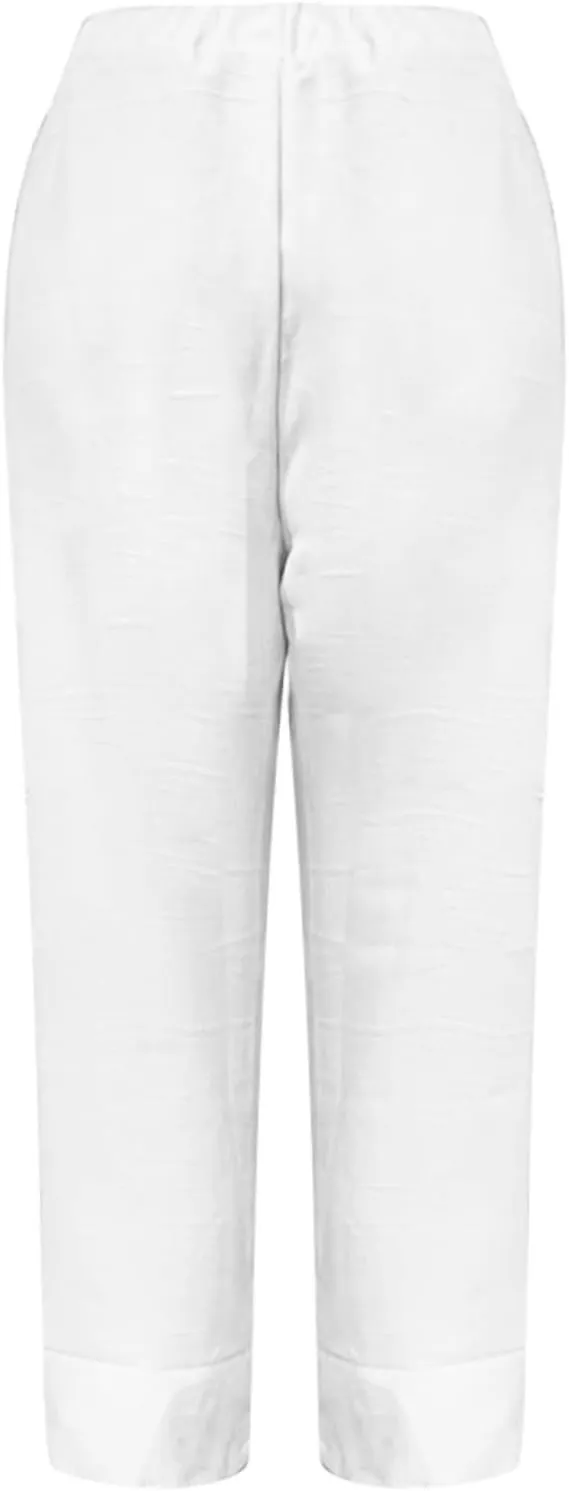 Women Pants Lounge Straight Leg Baggy Pants Casual Beach Elastic Waist Trousers with Pockets