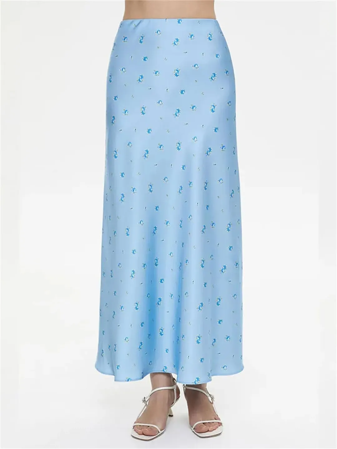 Women Printed Long Skirt High Waist Contrast Patchwork Slim Elegant Party Looks Y2k Maxi Skirt