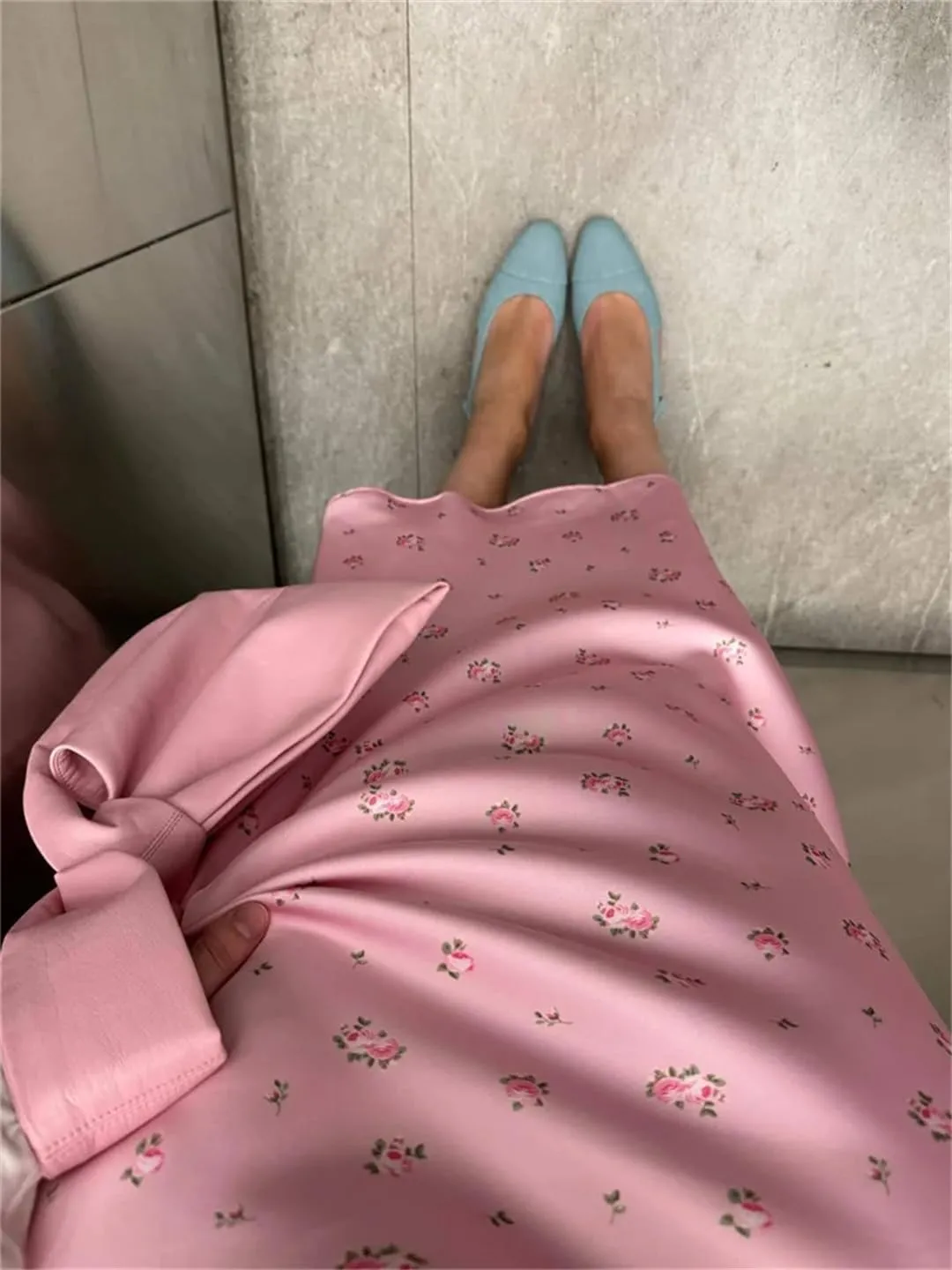 Women Printed Long Skirt High Waist Contrast Patchwork Slim Elegant Party Looks Y2k Maxi Skirt