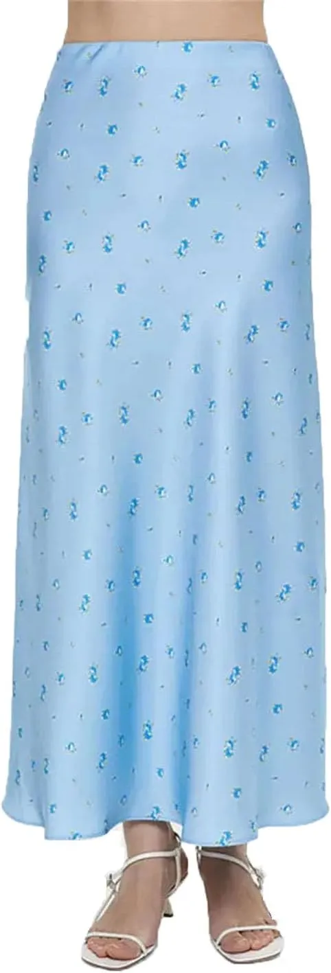 Women Printed Long Skirt High Waist Contrast Patchwork Slim Elegant Party Looks Y2k Maxi Skirt