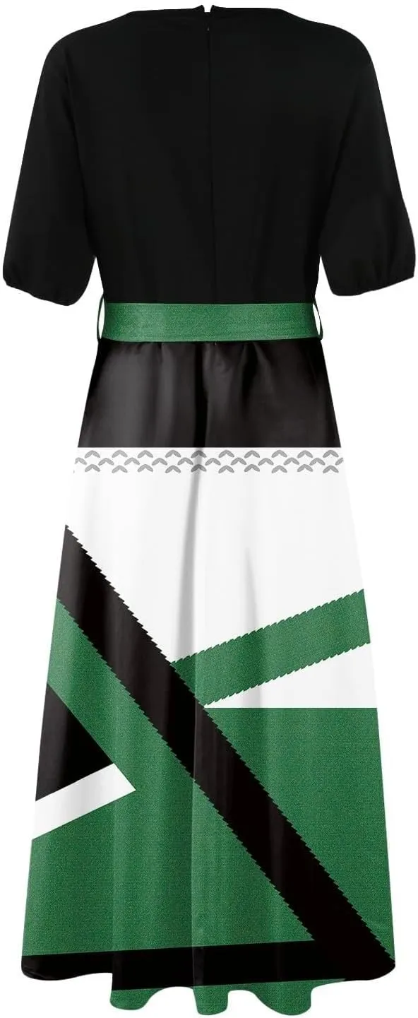 Women Summer Color Block Maxi Dress Vacation Floral Short Sleeve Spring Casual Boho Split Beach Long Flowy Sundress