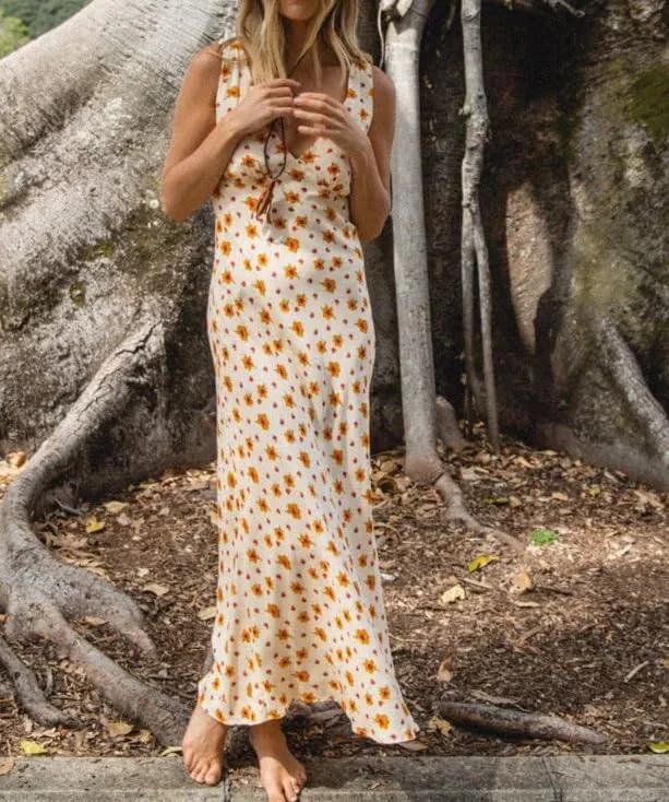 Women Y2k Deep V Neck Maxi Dress Casual Sleeveless Floral Flowy Long Tank Dress Summer Beach Boho Sundress