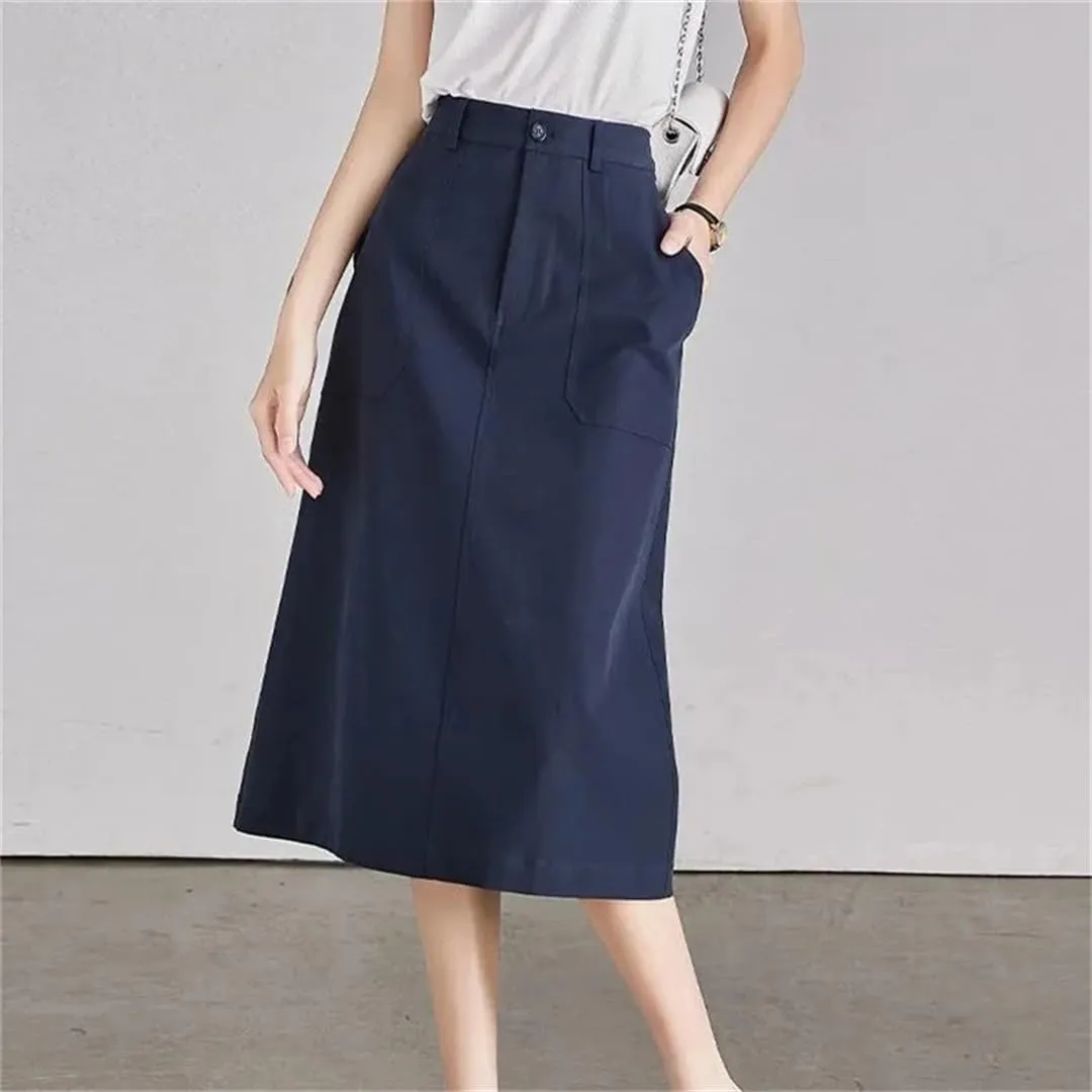 Women's Advanced Sense Korean Version Half Skirt Mid Length Version High Waisted Loose A-Line Skirt