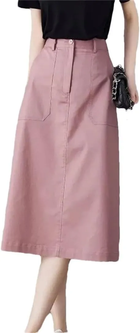 Women's Advanced Sense Korean Version Half Skirt Mid Length Version High Waisted Loose A-Line Skirt