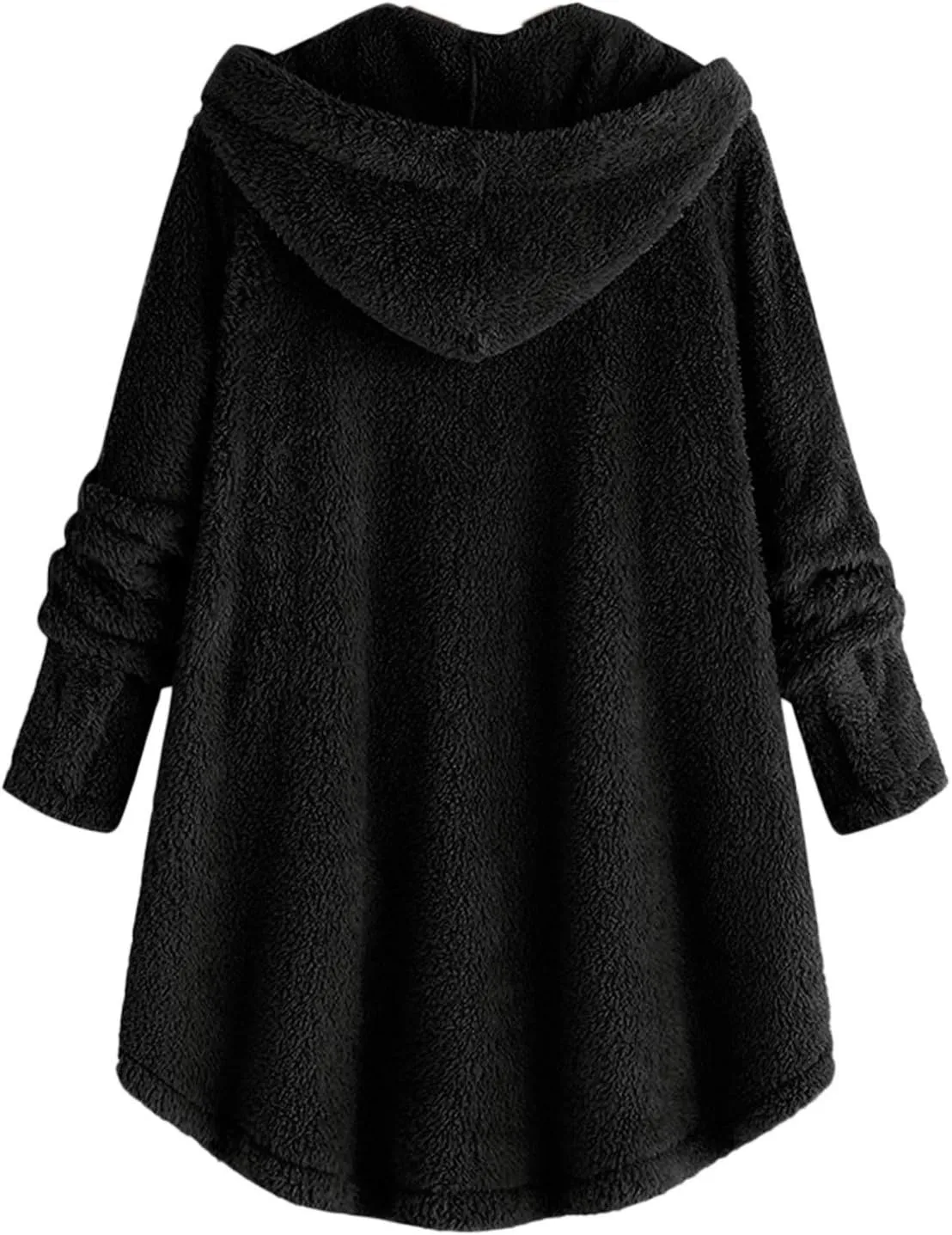 Womens Casual Fleece Jackets Oversized Button Down Winter Hooded Coats Long Sleeve Cardigan Sweater With Pockets