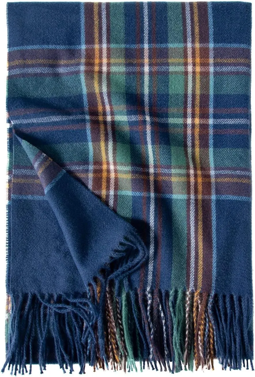 Womens Fall Winter Thermal Scarf Classic Plaid Print Tassel Soft Warm Blanket Scarves Ladie's Shawl Wraps