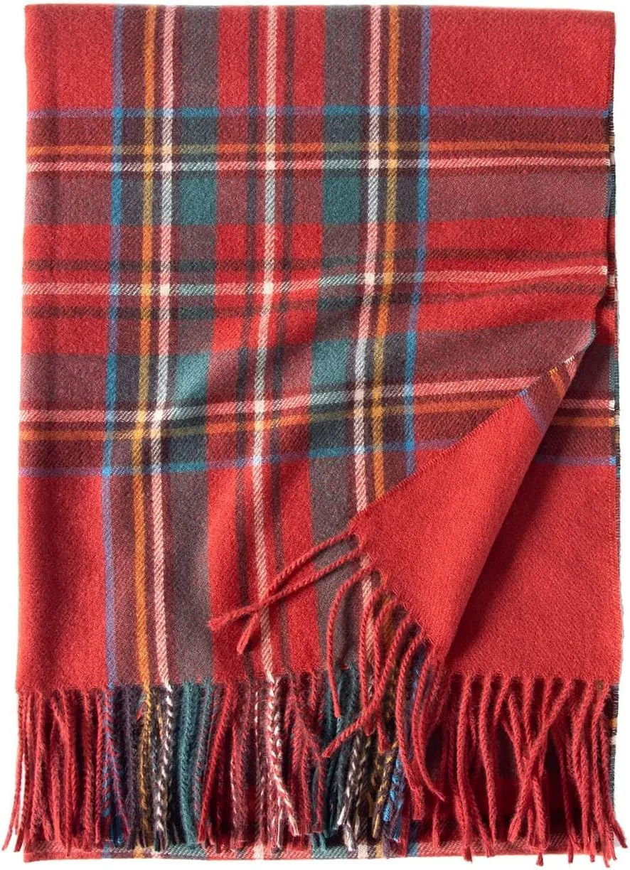 Womens Fall Winter Thermal Scarf Classic Plaid Print Tassel Soft Warm Blanket Scarves Ladie's Shawl Wraps