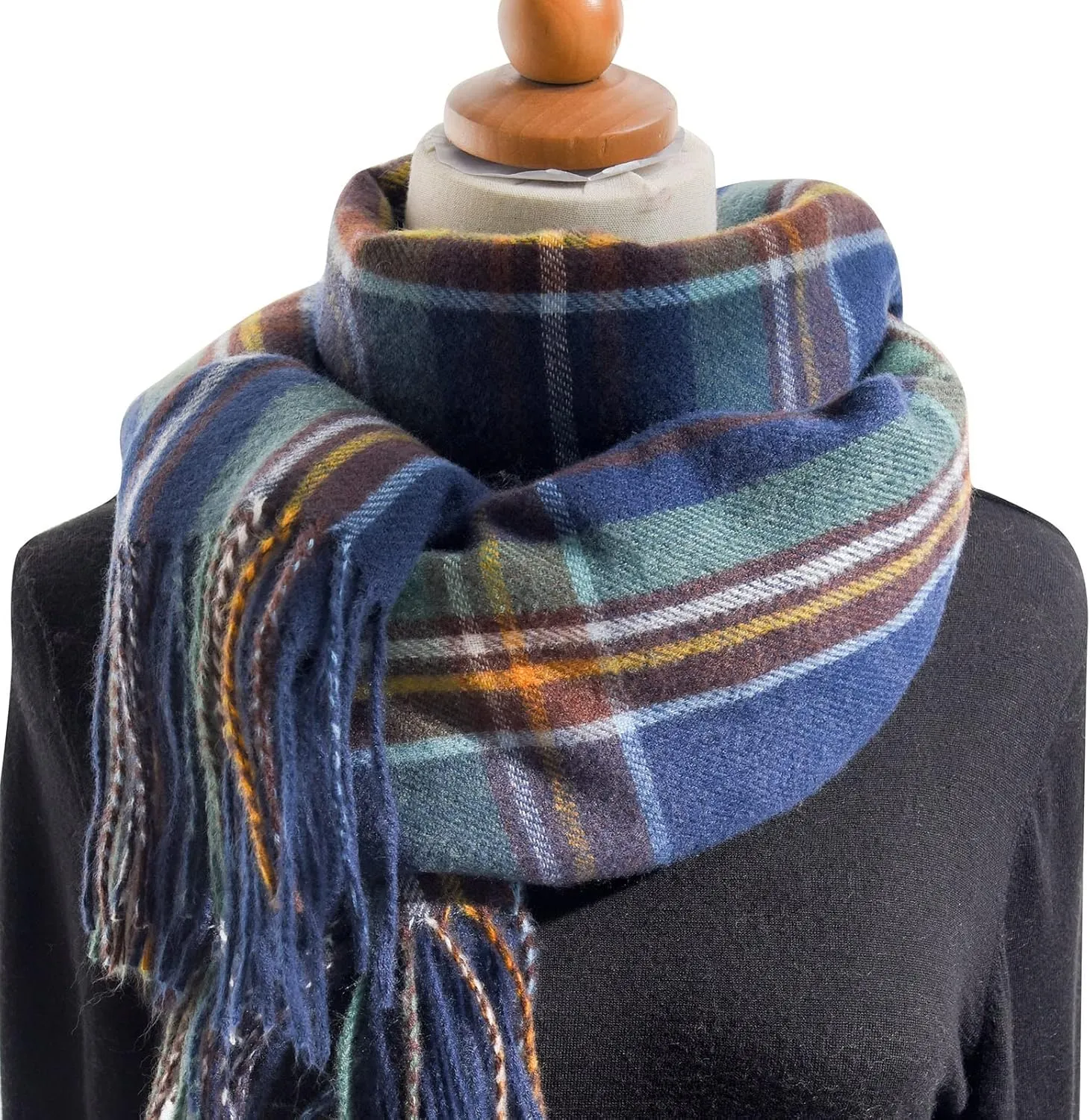 Womens Fall Winter Thermal Scarf Classic Plaid Print Tassel Soft Warm Blanket Scarves Ladie's Shawl Wraps