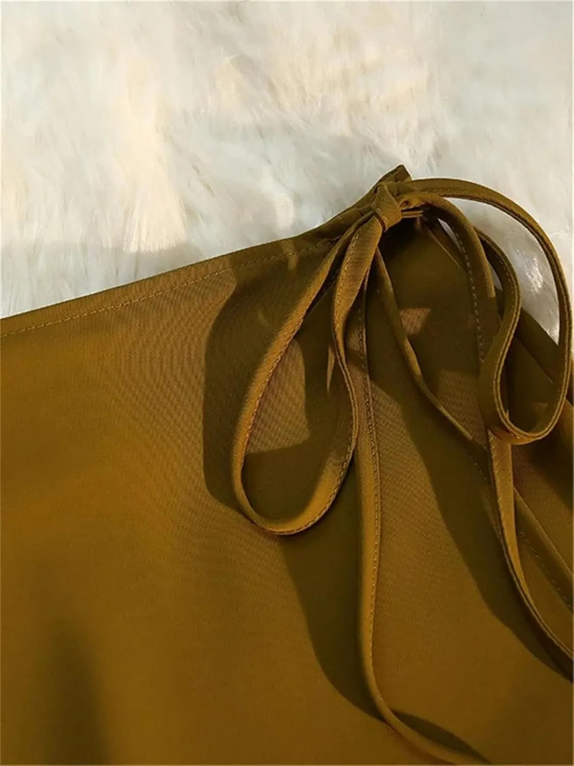 Women's Front Slit Office Wrap Midi Skirt High Waist Tie-Drape Slim Skirt