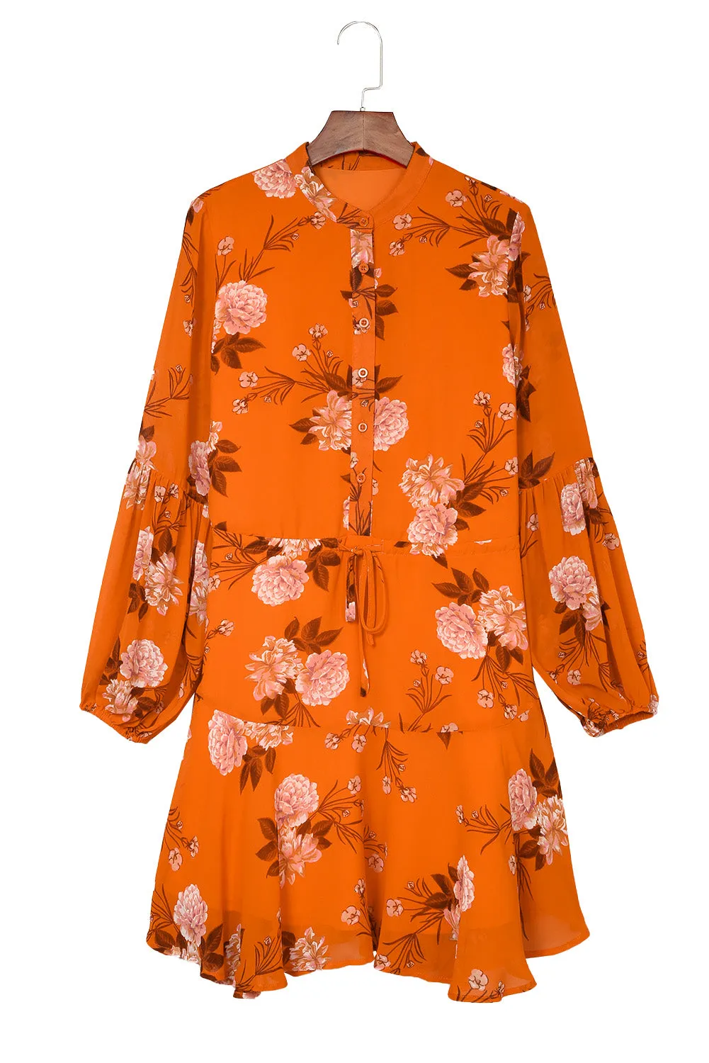 Women's Long Sleeve Ruffle Dress Floral Flowy Boho Mini Short Beach Dress