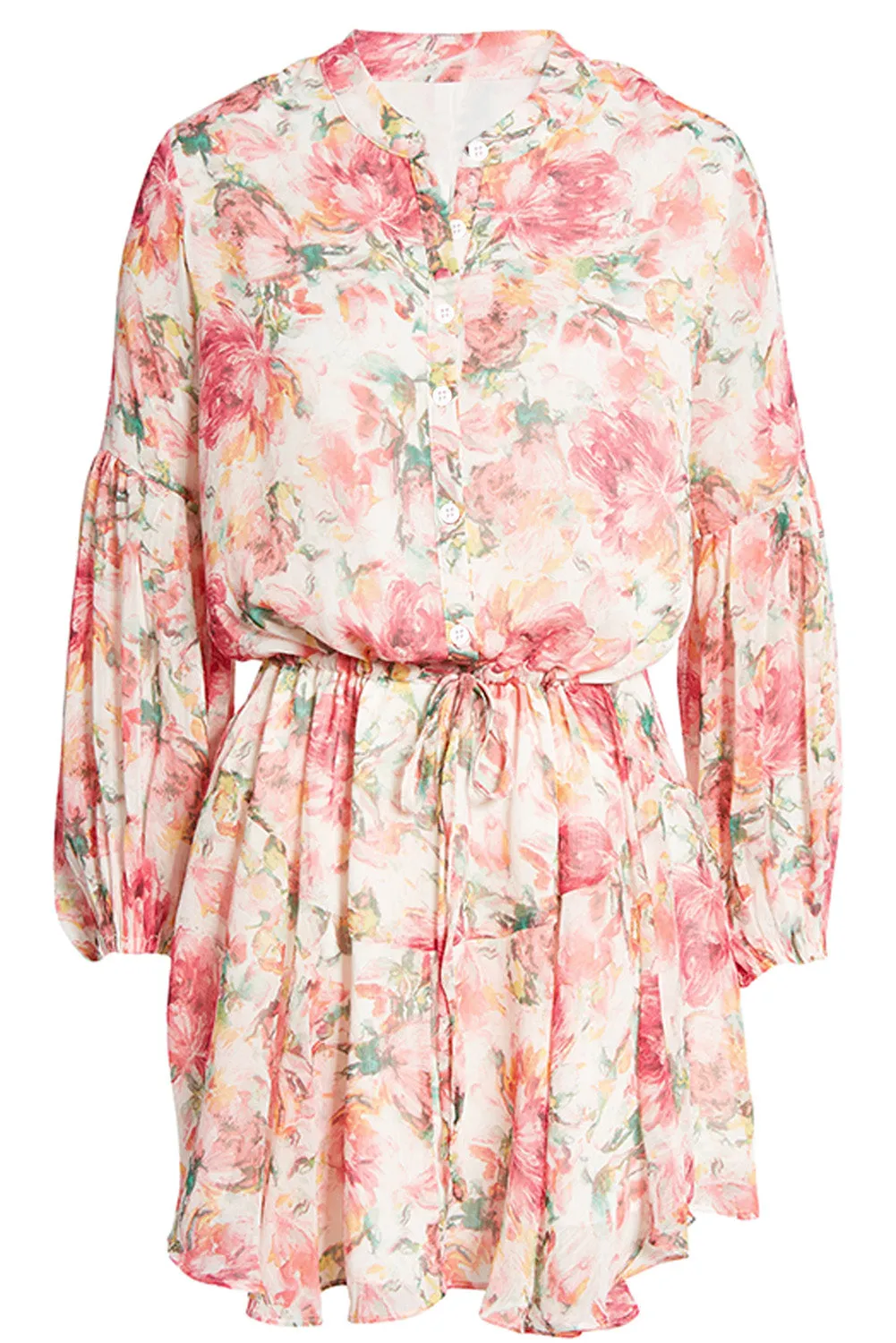 Women's Long Sleeve Ruffle Dress Floral Flowy Boho Mini Short Beach Dress