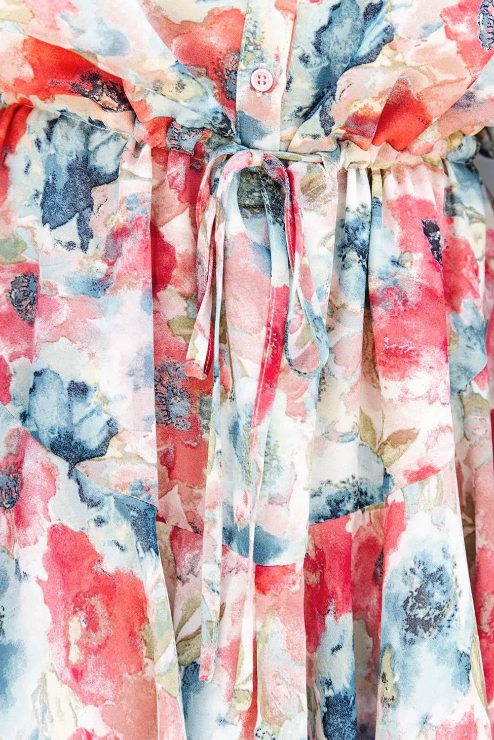 Women's Long Sleeve Ruffle Dress Floral Flowy Boho Mini Short Beach Dress