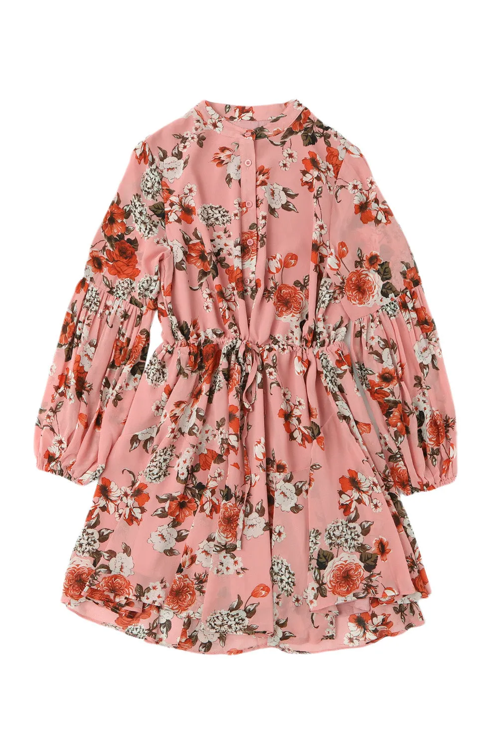 Women's Long Sleeve Ruffle Dress Floral Flowy Boho Mini Short Beach Dress