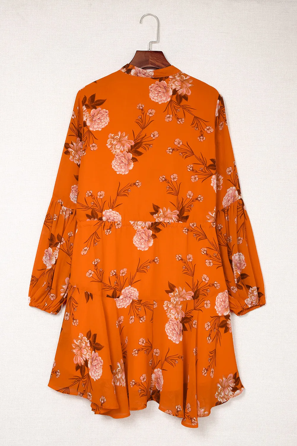 Women's Long Sleeve Ruffle Dress Floral Flowy Boho Mini Short Beach Dress