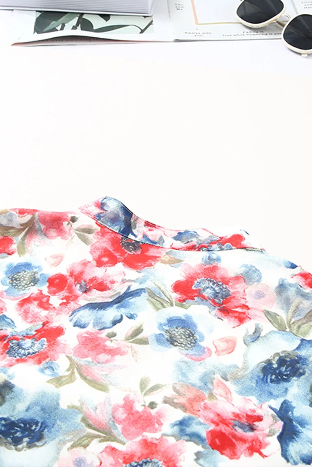 Women's Long Sleeve Ruffle Dress Floral Flowy Boho Mini Short Beach Dress