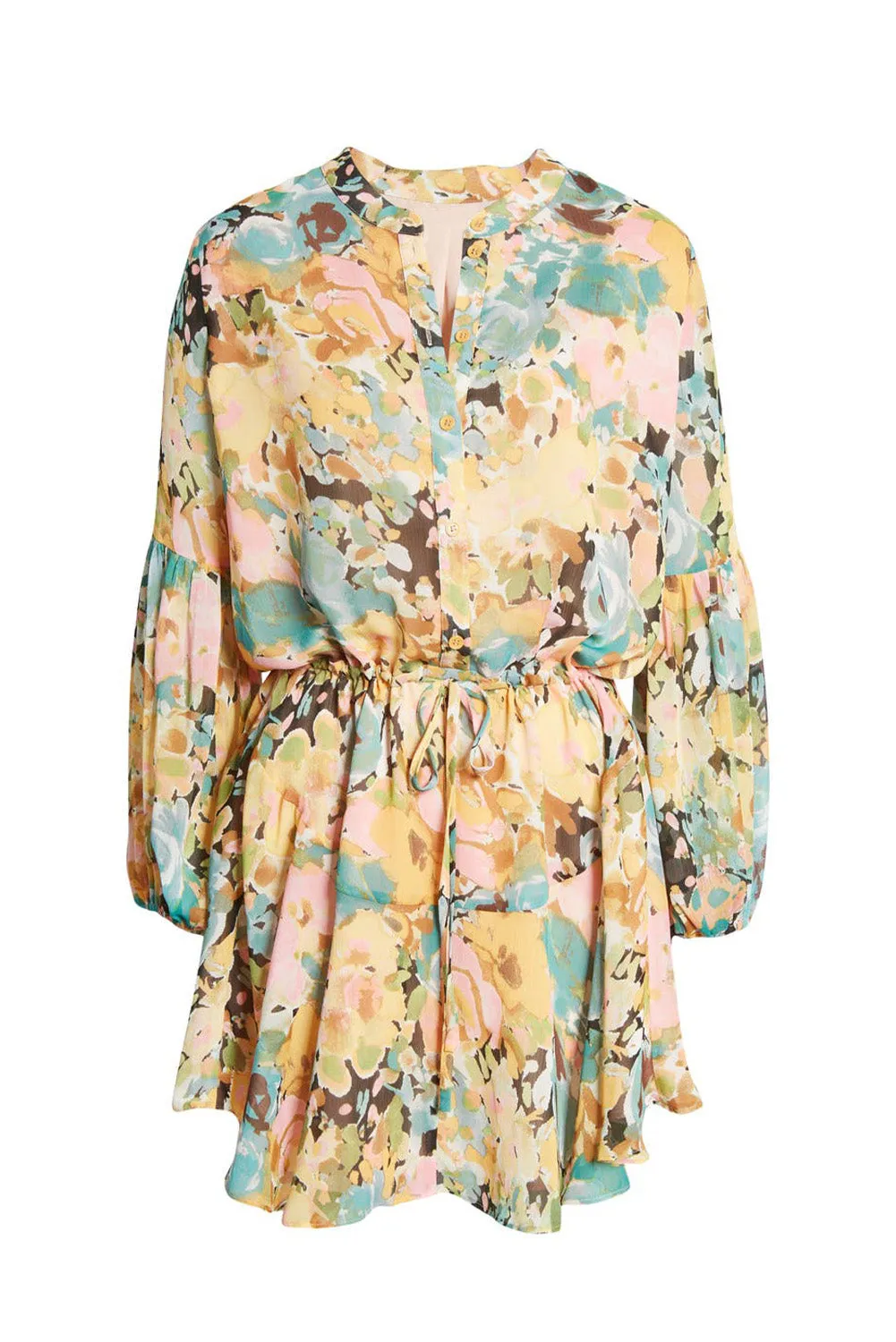 Women's Long Sleeve Ruffle Dress Floral Flowy Boho Mini Short Beach Dress