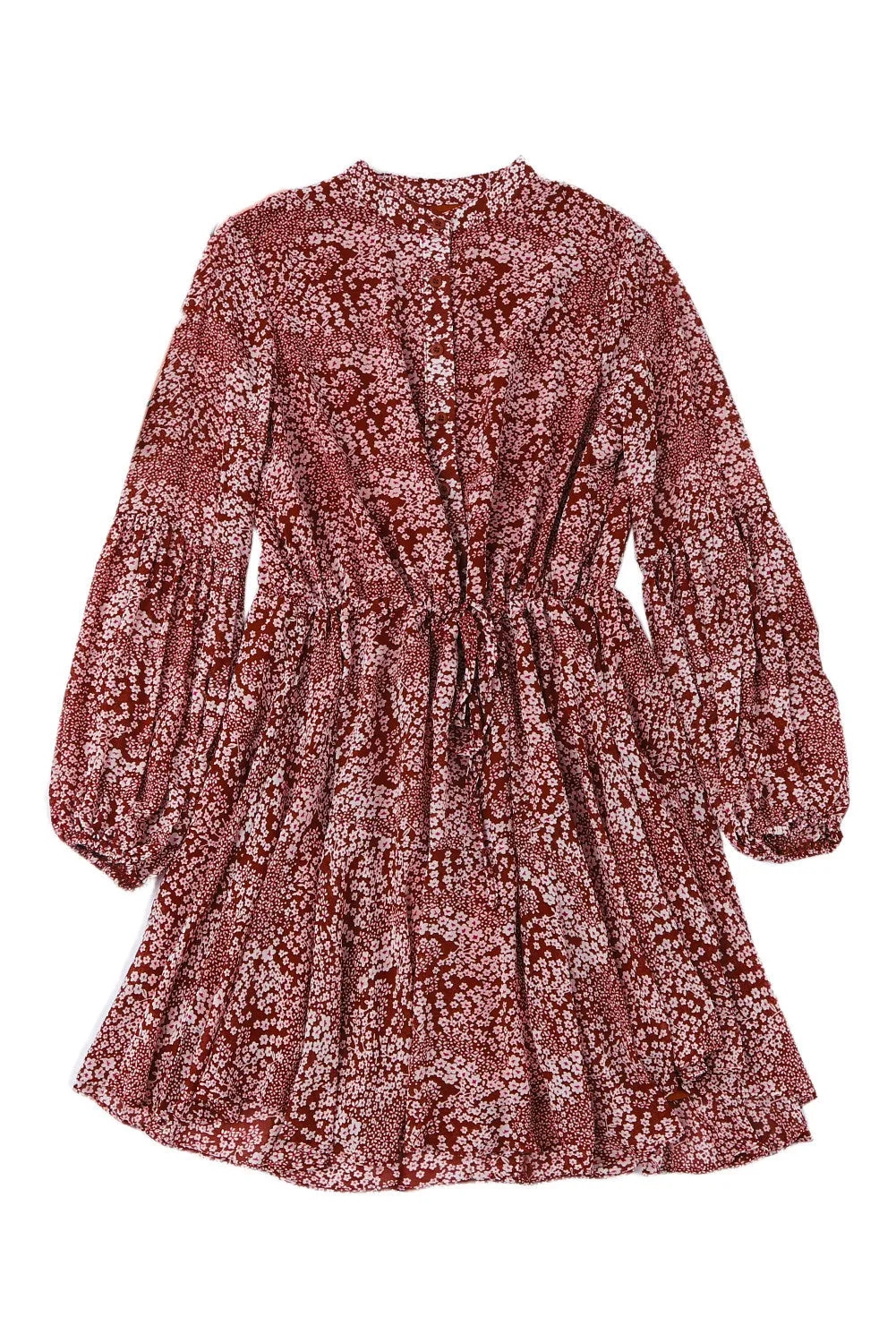 Women's Long Sleeve Ruffle Dress Floral Flowy Boho Mini Short Beach Dress