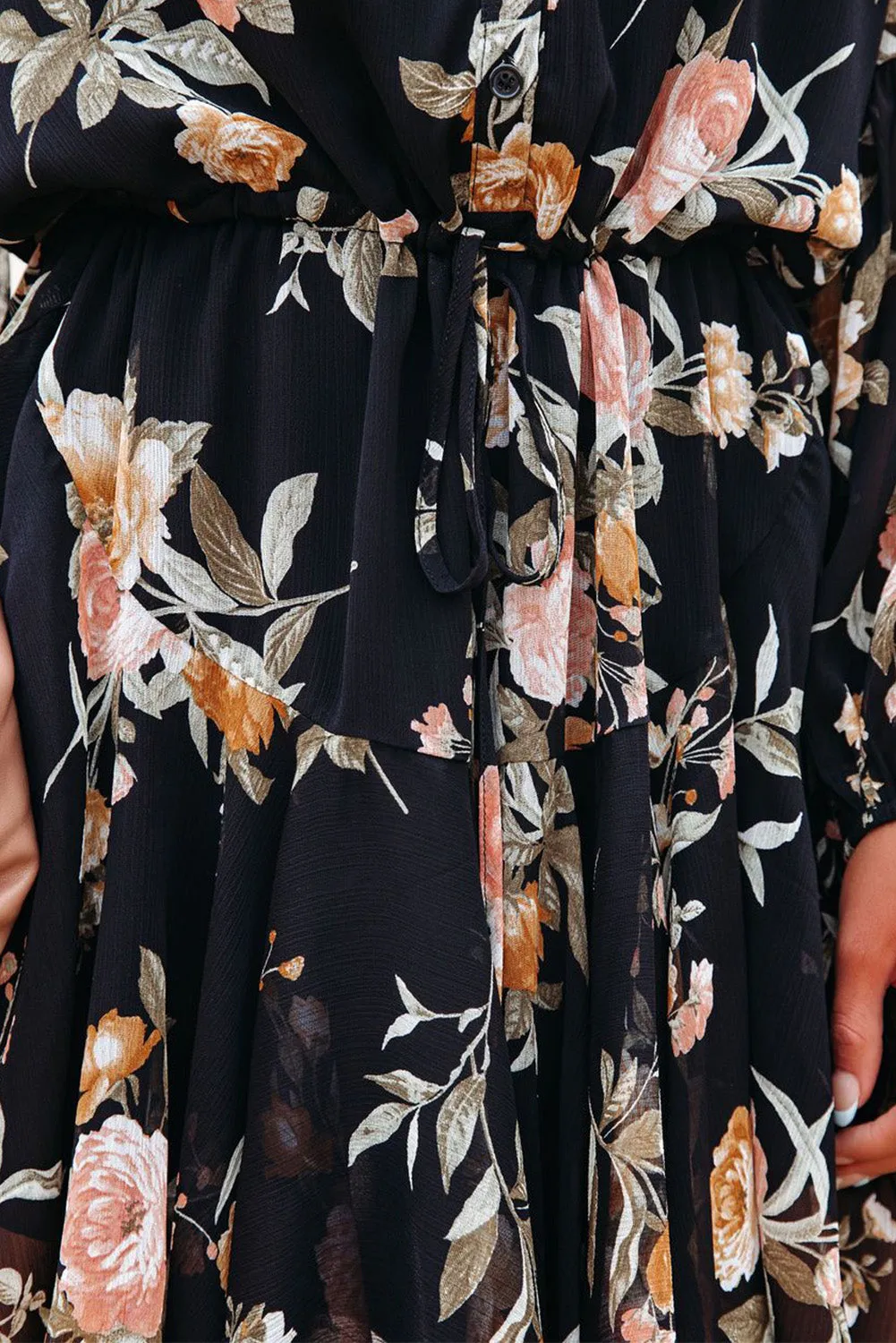 Women's Long Sleeve Ruffle Dress Floral Flowy Boho Mini Short Beach Dress