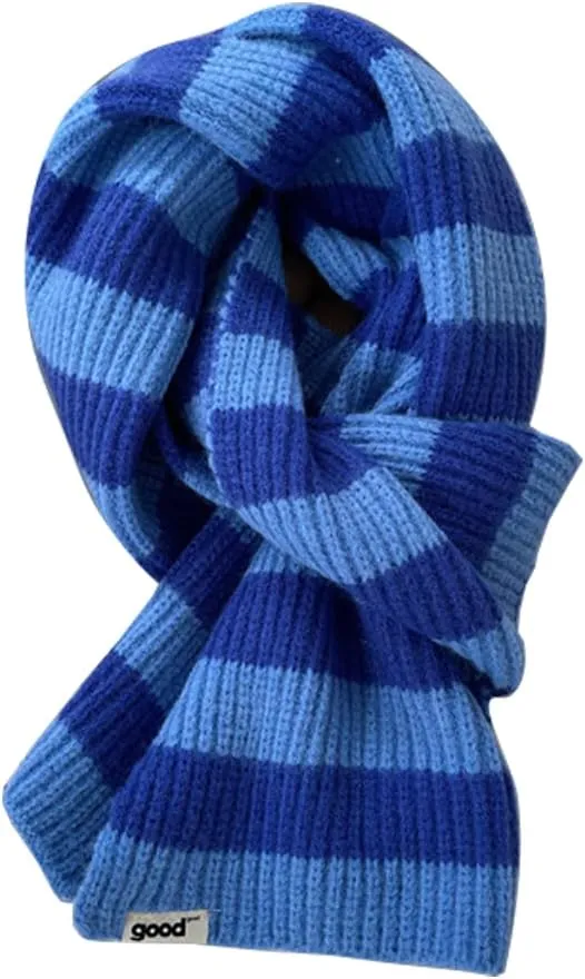 Women's Men's Klein Blue Plaid Thick Christmas Scarf,Trendy Versatile Scarfs Shawl for New Year Daily Travel.