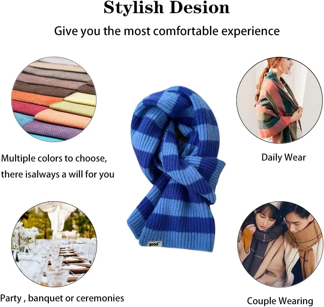 Women's Men's Klein Blue Plaid Thick Christmas Scarf,Trendy Versatile Scarfs Shawl for New Year Daily Travel.